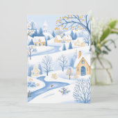 穏やかな雪の村のホリデーカード シーズンカード (スタンド正面)