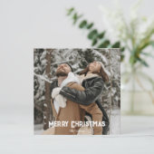 穏やかな雪景色の農村風冬の写真カード シーズンカード (スタンド正面)