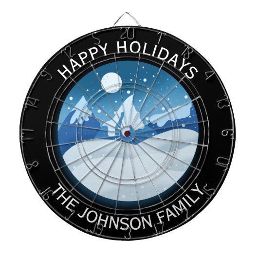 穏やかな霜の降りた風景カスタム ダーツボード (正面)