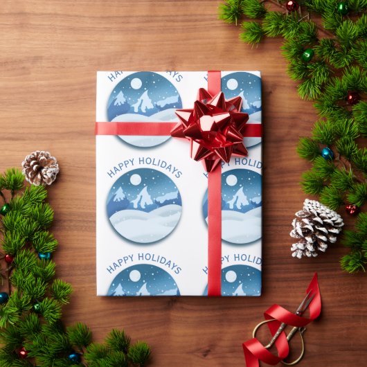 穏やかな霜の降りた風景カスタム ラッピングペーパー (クリスマスギフト)