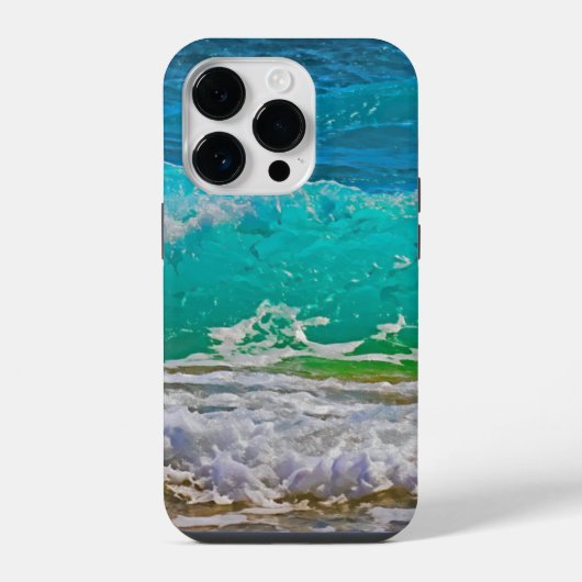 穏やかな青い海の波 ビーチアート iPhoneケース (裏面)