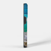 穏やかな青い海の波 ビーチアート iPhoneケース (右側面)