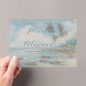 穏やかな青い海辺の風景 アクリル招待状 (インサイチュ (ポータブル))