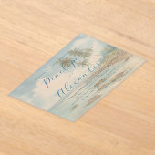 穏やかな青い海辺の風景 アクリル招待状 (レイダウン)