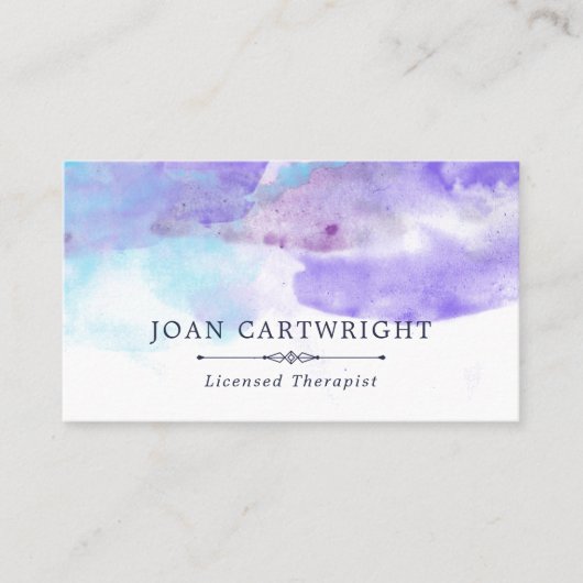 穏やかな青い紫の水色 名刺 (正面)