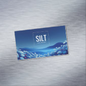 穏やかな青い花景観ピンクのアクセント マグネット名刺 (インサイチュ)