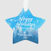 穏やかな青い雪の森メリークリスマスカスタムO オーナメント (裏面)