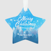 穏やかな青い雪の森メリークリスマスカスタムO オーナメント (正面)