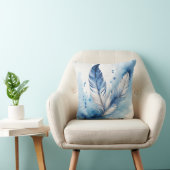 穏やかな青と白の羽 クッション (椅子)