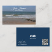 穏やかな青のビーチ波の写真 名刺 (正面/裏面)