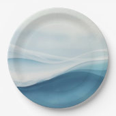穏やかな青の抽象的なウェディング ペーパープレート (正面)