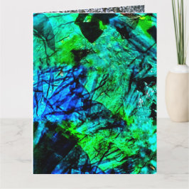 穏やかな青の抽象芸術折り畳みグリーティングカード，ハルシオン カード