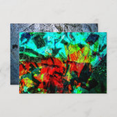 穏やかな青の抽象芸術招待、青のオレンジ色の抽象芸術 招待状 (正面/裏面)