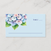 穏やかな青の水彩アジサイ プレイスカード (正面)