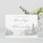 穏やかな青の水彩冬景色 招待状 (スタンド正面)