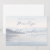 穏やかな青の水彩山々 招待状 (正面/裏面)