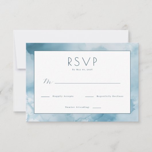 穏やかな青の水彩画 RSVP (正面)