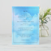 穏やかな青の水彩結婚式招待状 招待状 (スタンド正面)