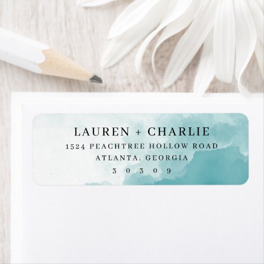 穏やかな青の水彩 ラベル (インサイチュ)