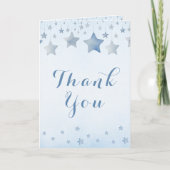 穏やかな青の水色の星 サンキューカード (正面)