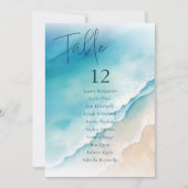 穏やかな青の海ビーチテーブルの座席表 招待状 (正面)