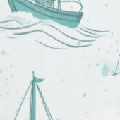 穏やかな青の緑のセーリングボーツパターン 壁紙 (縫い目)