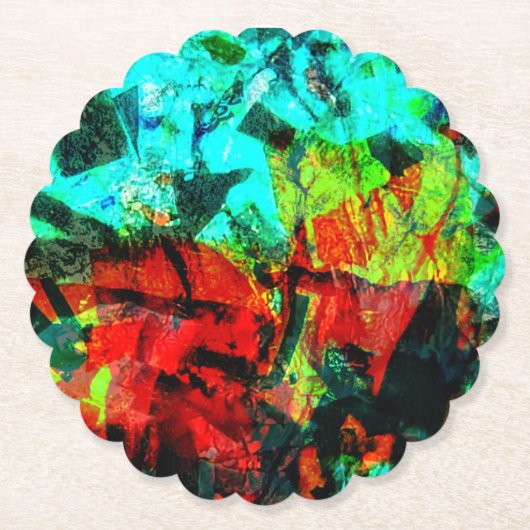 穏やかな青の色の紙コースター、深いブルー抽象芸術 ペーパーコースター (正面)