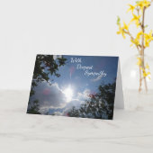 穏やかな青空と太陽悔やみや弔慰グリーティングカード カード (黄色い花)