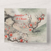 穏やかな静けさ日本のテーマ オールインワン招待状 (裏面)