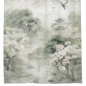 穏やかな静けさ日本のテーマ シャワーカーテン (正面)