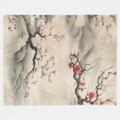 穏やかな静けさ日本のテーマ フリースブランケット (正面(横))