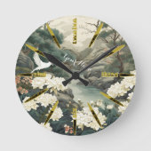 穏やかな静けさ日本のテーマ ラウンド壁時計 (正面)