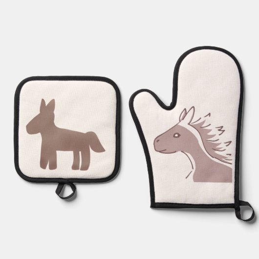 穏やかな風を感じる馬 鍋つかみ&鍋敷きセット (正面)