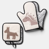 穏やかな風を感じる馬 鍋つかみ&鍋敷きセット (正面/裏面)