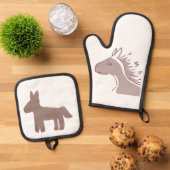 穏やかな風を感じる馬 鍋つかみ&鍋敷きセット (トップダウン)