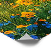 穏やかな風光明媚な湖の風景と黄色の秋ツリー ポスター (角)