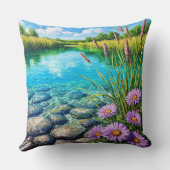 穏やかな風景と澄ん湖 クッション (裏面)