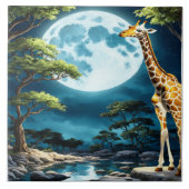 穏やかな風景の中で満月の下でキリン タイル (正面)
