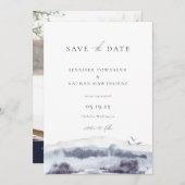 穏やかな風景の水彩画 Save The Date フォト 招待状 (正面/裏面)