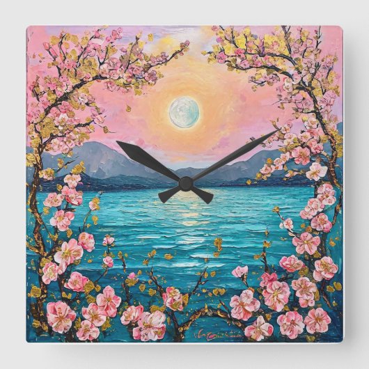 穏やかな風景 スクエア壁時計 (正面)