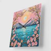 穏やかな風景 スクエア壁時計 (傾斜)