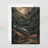 穏やかな風景：鳥の飛行 ポストカード (正面/裏面)