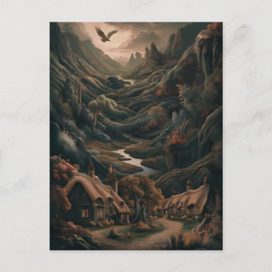 穏やかな風景：鳥の飛行 ポストカード (正面)