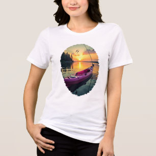 穏やかな魚釣りの瞬間 トライブレンドTシャツ