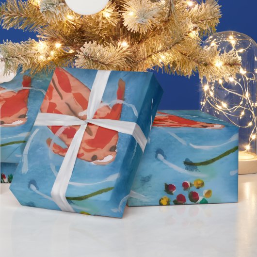 穏やかな鯉の魚の水彩包装紙 ラッピングペーパー (クリスマス)