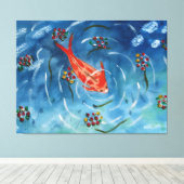 穏やかな鯉の魚の水彩画の張りキャンバス キャンバスプリント (インサイチュ (ウッドフロア))
