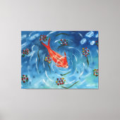 穏やかな鯉の魚の水彩画の張りキャンバス キャンバスプリント (正面)