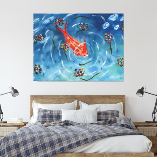 穏やかな鯉の魚の水彩画の張りキャンバス キャンバスプリント (インサイチュ (寝室))