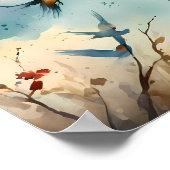 穏やかな鳥の飛行 – 静かな鳥の動き ポスター (角)