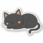 穏やかな黒猫の昼寝 シール (正面)